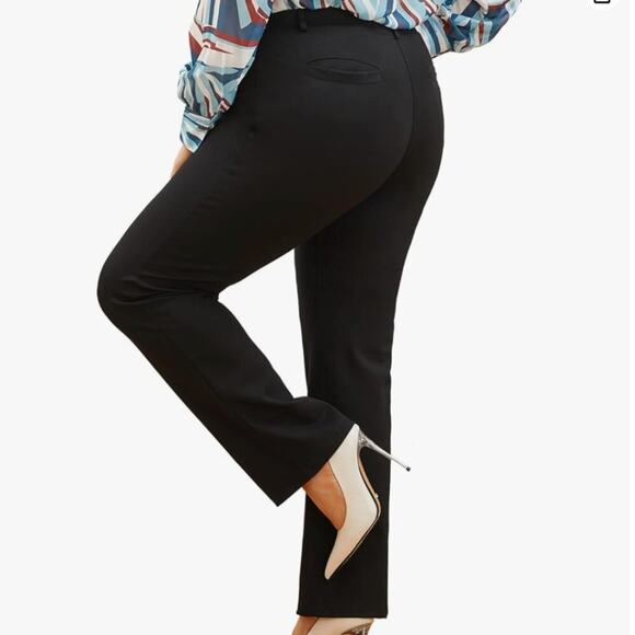 NWT Amanda & Chelsea Black Contemporary Straight Leg Fit Trouser Size 24W - Picture 1 of 10